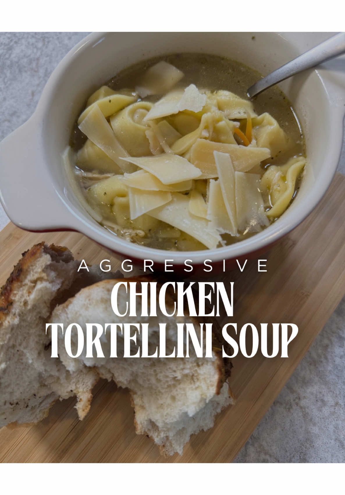 So apparently all it takes to recover from being sick is planning to make a pot of chicken tortellini soup. Who knew? Not me. And honestly? Best decision I’ve made all week. This soup is warm, comforting, filling, and tastes like you tried—but you didn’t. Not really. It's just chicken, frozen veggies, and tortellini dumped into broth with some other random shit and… tada something that resembles a meal you worked super hard on… but you didn’t. That’s our secret.  If you're tired of your usual chicken noodle and want something that feels like a hug from someone who actually answers your texts, make this. It’s fast. It’s easy. And just thinking about it cured my cold. And it might even fix your life. No promises. #Chi#ChickenTortelliniSoupc#SickButMakeItGourmetk#FakeItTillYouFeedThemt#RotisserieChickenSavesLivesr#TortelliniTherapyf#EffortlessChefu#SoupWithAnUpgrader#BarelyCookingm#ComfortFoodDeluxei#ThisIsNotChickenNoodlee#OnePotWondera#HealingSoupl#HalfAssedButDeliciousr#CuredByCarbsupThatSlaps #Agg#AggressiveTutorialsg#AggressiveTutorialLadyg#AggressiveCookingShowg#AggressiveCookingTutorialsgrecipes 