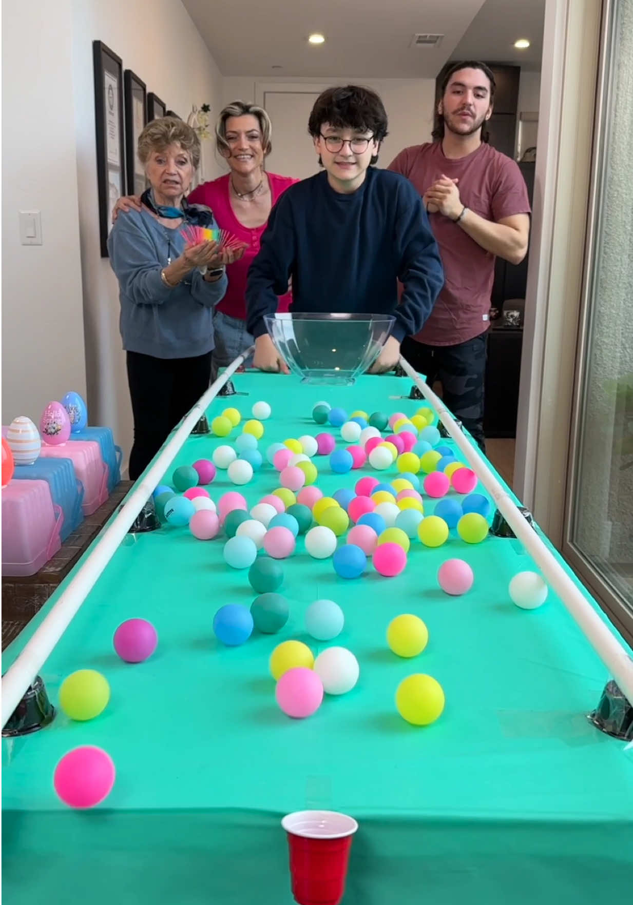 Rolling Balls Family Game for Funny Prizes #pingpongballs #mysterygifts #magneticcouplessocks #partygames 