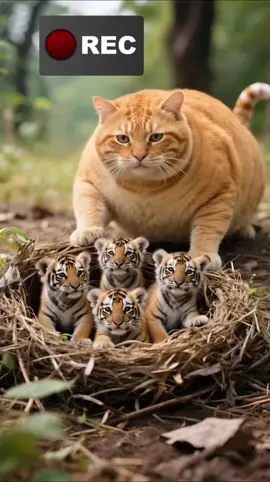 Orange cat steels baby Tigers 🐈  …. #Ai #Ticktok #usa_tiktok #pakistani_tik_tok #viral #shorts #cartoons #cartoonforkids #ShortAnimation #baby #tiger #run #chicken #shorts