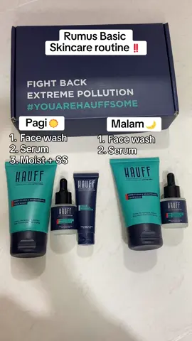 Basic skincare rutin simple, gak ada alesan lagi buat males skincarean Broff🫵 #hauff #hauffmen #skincarebasic #skincarecowok #paketskincare #tipsglowup 