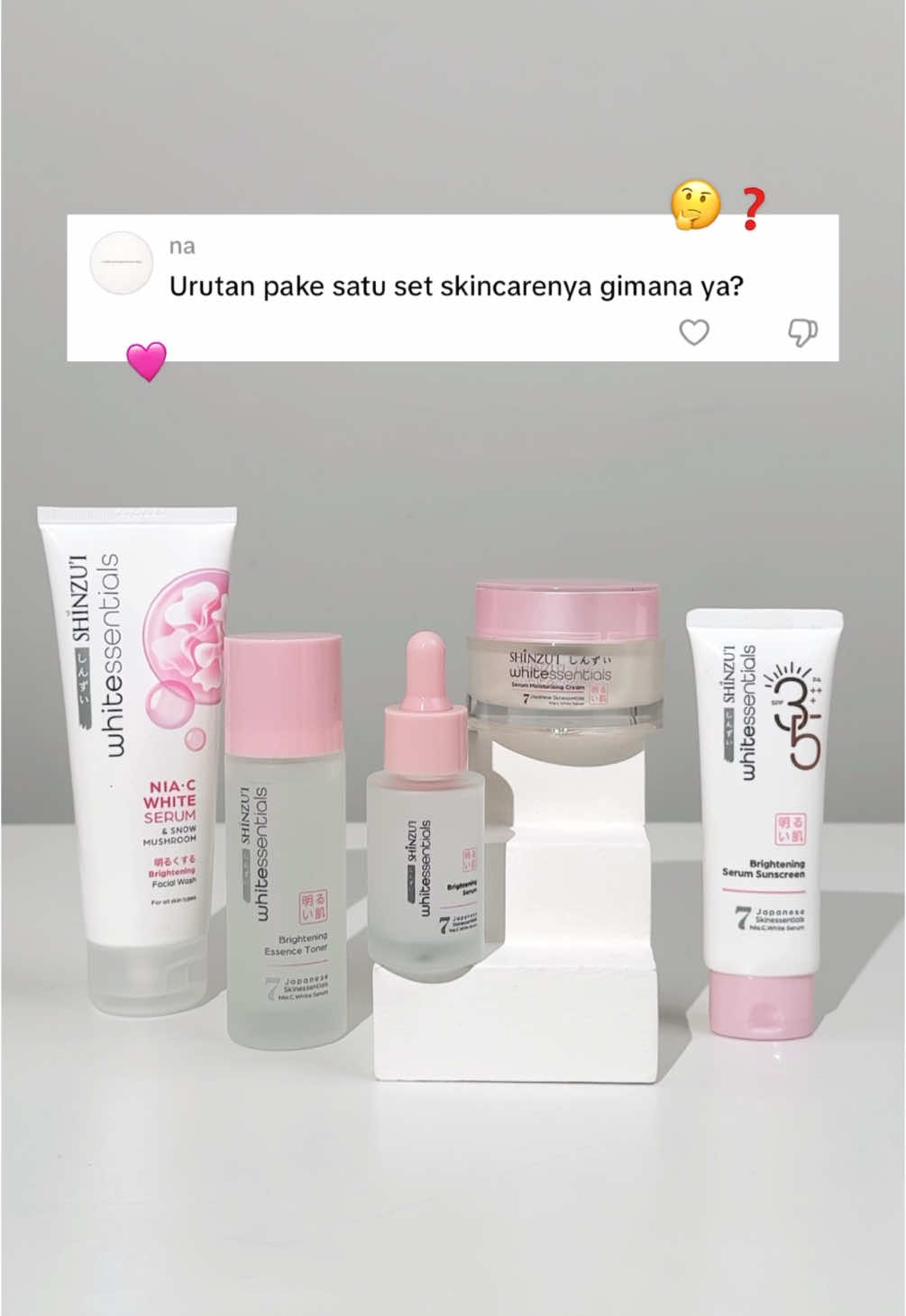 Yang masih bingung urutan pakai skincare dari #shinzuiwhitessentials sini sini ngumpul 😬 #shinzuisnowskin #7japaneseskinessentials #shinzui #shinzuiskincare 