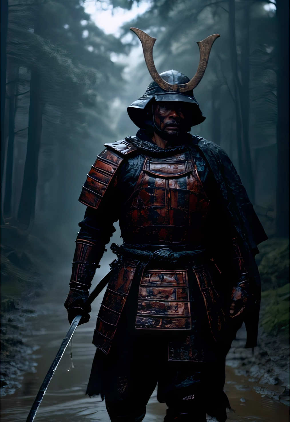 His armor is heavy. His silence is louder than battle. One last walk. One final breath. Honor never fades. #samurai  #Samurai #RainScene #CinematicVibes #MoodVideo #HonorAndSilence   #RealisticAI #VisualPoetry #EpicVibes #WanderingWarrior #RainAesthetic   #EmotionalScene #CinematicShort #ForestRain #KatanaMood #TikTokVisuals
