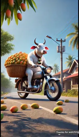 A cow seeling a mango in a bike#cow #aistory #aihindistory #aistory #aihindistory #kidsstory #monkey 
