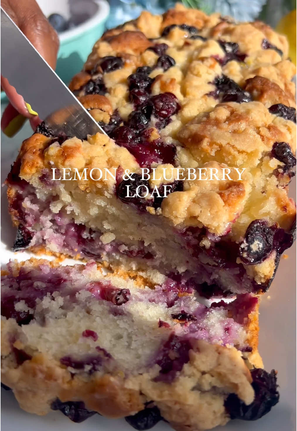 LEMON & BLUEBERRY LOAF 🍋🫐 Celebrate spring with this sweet, refreshing, zesty loaf! It has a moist texture, a burst of lemon zest and blueberry flavor in each bite, a crispy streusel topping with a drizzle of lemon flavored icing on top. Serve this delightful loaf as breakfast or a treat. Ingredients  3/4 cup sugar 1 lemon zest 1/2 cup of vegetable oil 1 whole lemon juice 1/2 cup of sour cream 1 egg 1.5 cups of flour 2 tsp baking powder 1/2 tsp salt 1/2 cup of milk 2 cups of blueberries Topping  ½ cup of flour ¼ cup of brown sugar 2 tablespoons of sugar 3 tablespoons of melted butter Glaze 3 tablespoons of lemon 1 tbsp of unsalted butter 1 cup of powdered sugar #lemonblueberryloaf #lemonandblueberryloaf #lemoncake #blueberryloaf #blueberryandlemoncake #blueberrycrumblecake #loafcake #fruitydesserts #blueberrybread #blueberryloafcake