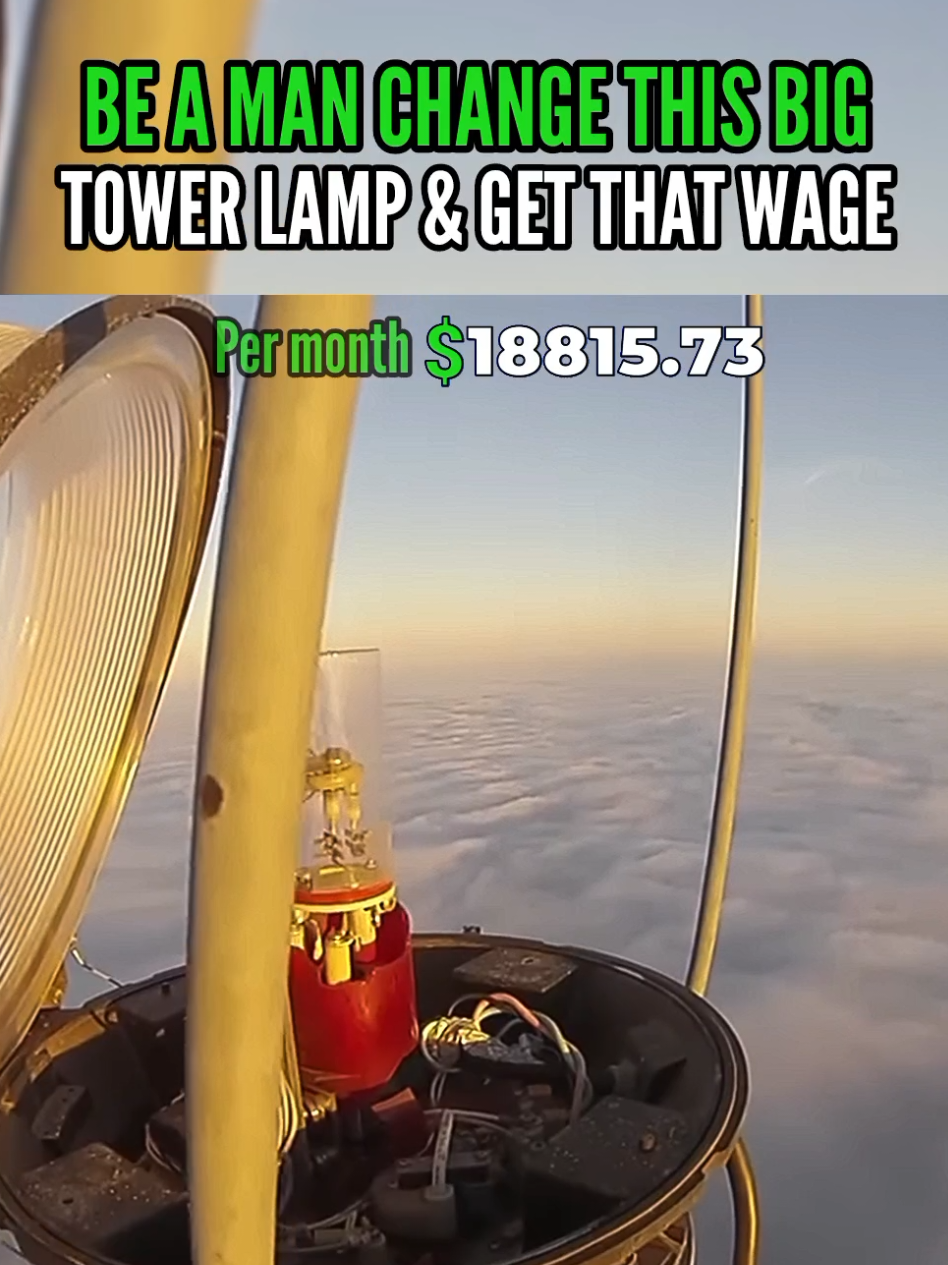 🤯 Watch until the end - Tower Light Bulb Change How much earn money in United States and united kingdom and Australia and Canada, High paid but The Most Dangerous job in the world #tower #lamp   #maintenance #maintenanceman  #climber #broadcast #technician   #job #skills #wage #work #fyp #satisfying 
