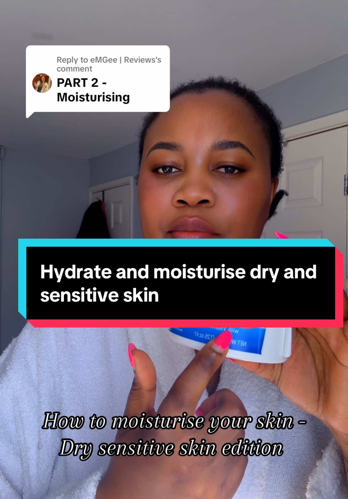 Replying to @eMGee | Reviews How do you moisturise and hydrate your skin? Dry and sensitive skin edition. I use; @Aveeno skin relief body spray,  @Palmer’s UK cocoa butter formula @Portia M Skin S  Skin Oil and lotion @Vaseline body oil and cocoa radiance body butter   #mariagiftt #dryskin #moisture #hydrate #aveeno #palmers #vaseline #bodycareroutine #portiamskincare #glow #melanin 