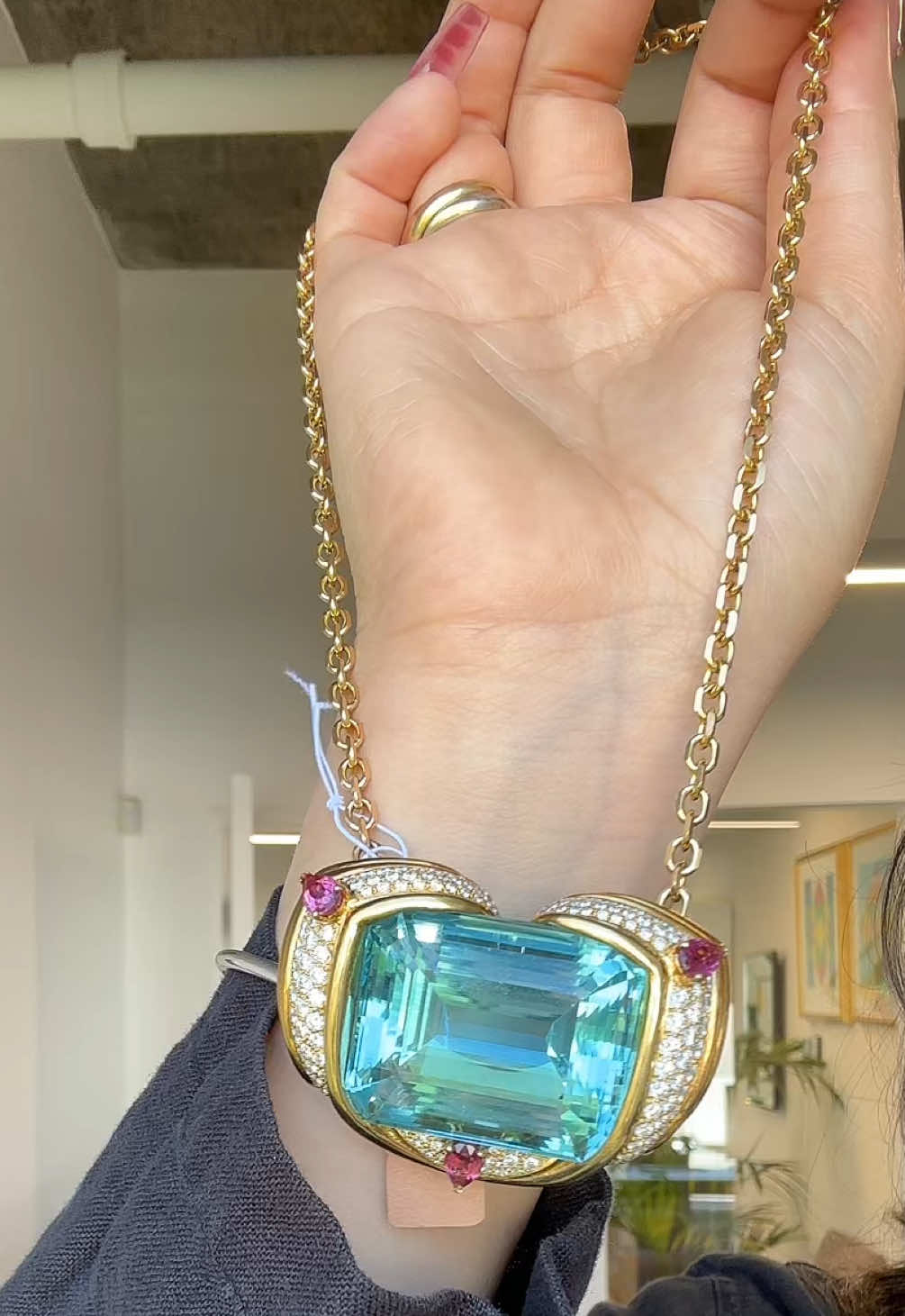 Undeniably vintage 🤠 135 carat Santa Maria aquamarine necklace by hammerman 