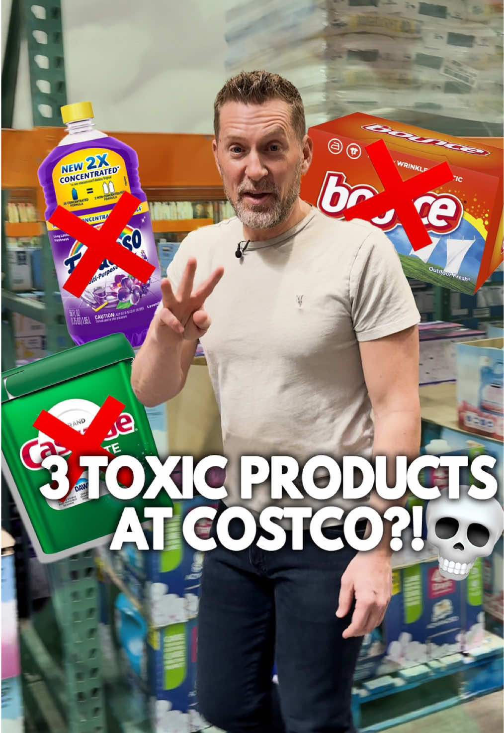 These are 3 things I would NEVER buy at Costco as an environmental scientist! 👀 #1: Dryer Sheets 👚 The fragrance in these can lead to so many health issues like headaches, brain fog, the big C, and hormone dysregulation!  #2: Fabuloso 🫧 This is insanely toxic, with the main ingredient being sodium dodecylbenzene sulfonate, which is a potent endocrine disruptor and is LOADED with toxic fragrances! 😬 #3: Cascade Dishwasher Pods 🧽 This has petroleum based toxins that can be hormone disruptive, and disrupt your bodies microbiology or microbiome!  It doesn't actually just clean bacteria from your dishes, it leaves a residue of chemicals that you end up eating, and these same chemicals can disrupt your gut bacteria necessary for body’s health and vitality! 😮 #NonToxicLiving #NonToxic #HealthyHome #Costco #Toxic #CleanIngredients 