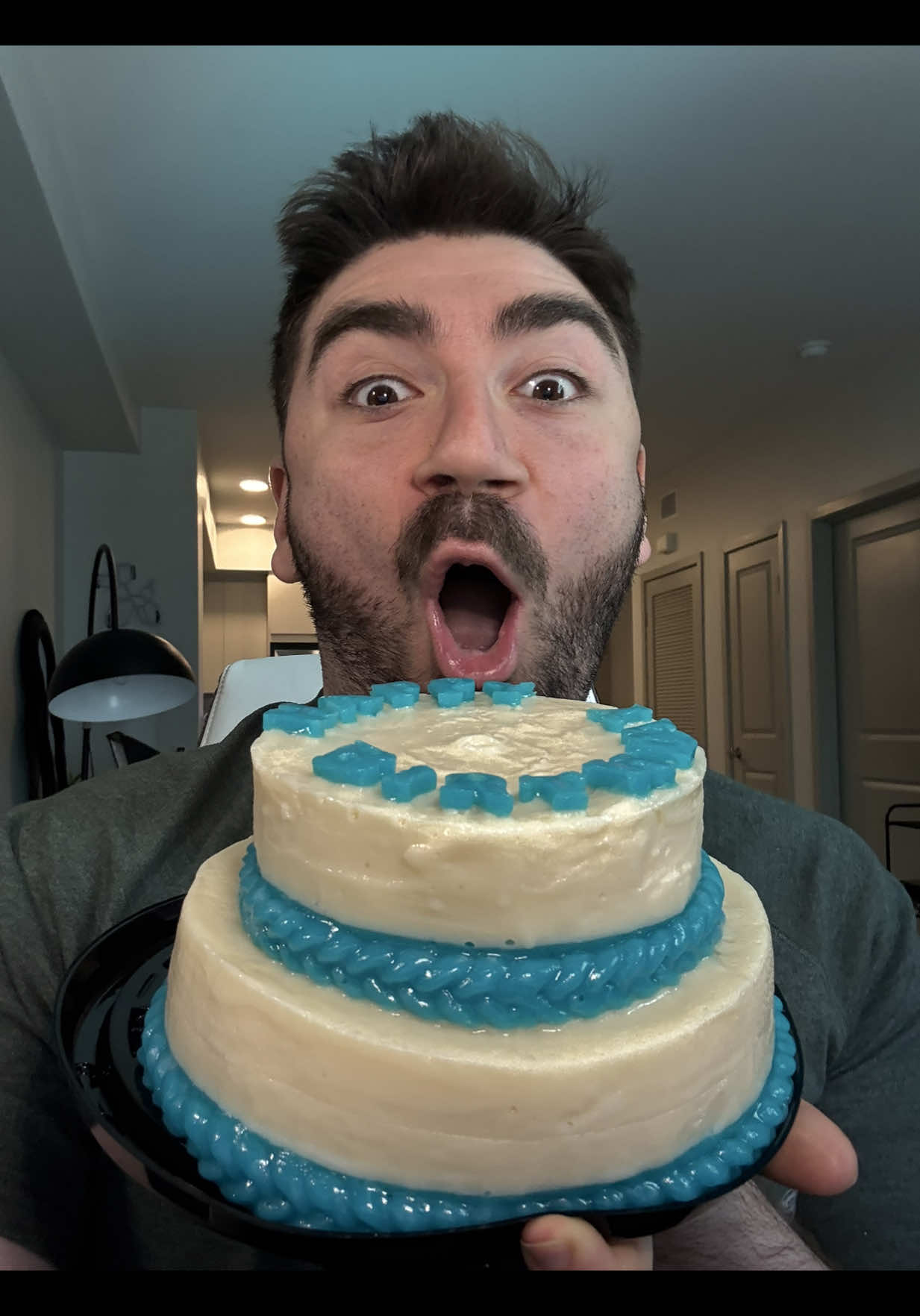 Day 1 sucking the giant gummy cake 