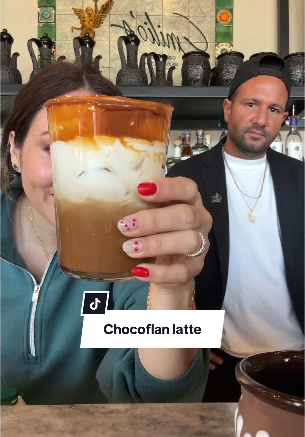 Replying to @heyitsalondraaa93 part 1: chocoflan latte …let’s see! #latte #series #customer #orders #chocoflan #emilios #mexican #vegas  