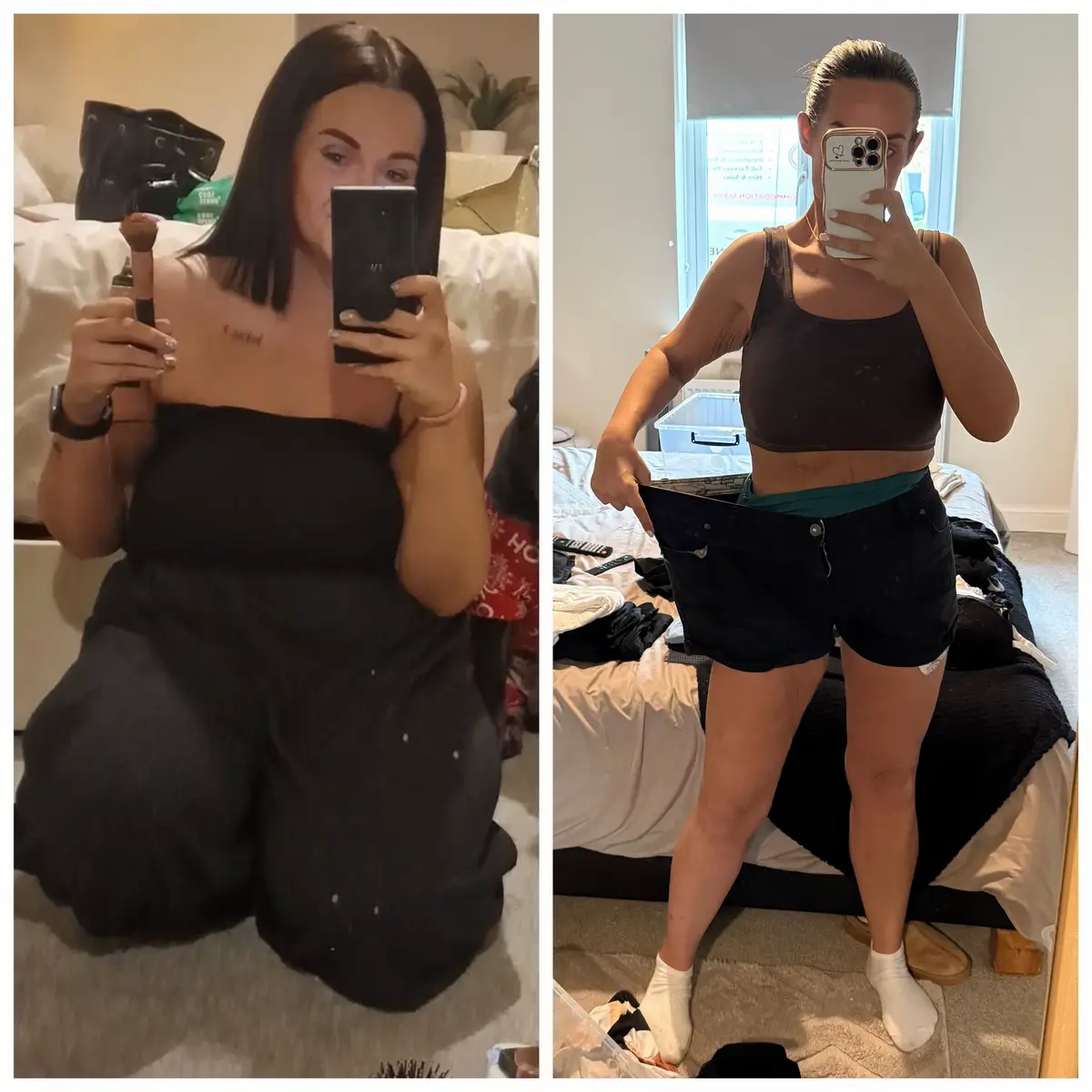 Before & After 7 Months on Mounjaro! I weighed in this morning and I’m currently in 10 stone 4! That means a 3lb loss this week! 😬 #mounjaro #mj #7stonedown #fyp 