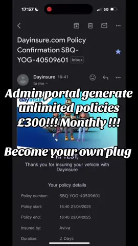 DAYINSURE ADMIN AVAILABLE ✅✅  MONTHLY 300 - GENERATE UNLIMITED POLICIES FOR YOURSELF OR OTHERS #fyp #fypシ゚ #car #carinsurance #insurance #insuranceagent #insurancetiktok #cartiktoks #insurancebroker #londoninsurance #birmingham #brum #bradford #uk #m140i #golfr #anuallycover #youngdriver 