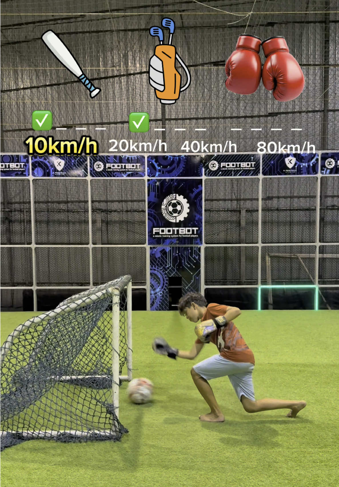 Can You Score a Goal at 80KM/H With Boxing Gloves?! 🥊💨⚽️🥅  #CrazyChallenge #footall #funny #viralvideo @footbot 