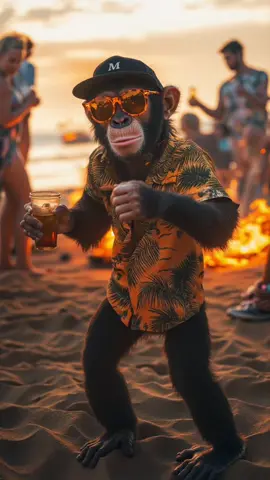 Lets dance together 🪩💃 🐒🏝️#cute #monkey #livingmybestlife #foryoupage #ai #animals #funny #Summer 