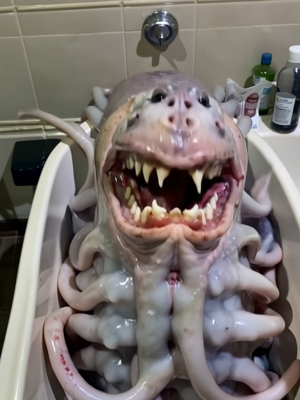 Nothing like a warm bath to wash the tentacle sludge away ✨ #weirdpets #sealife #seacreatures #caughtoncamera #weirdcore #strange #creepytok #creepyvideos #bathtok #bathtime #unsettling 