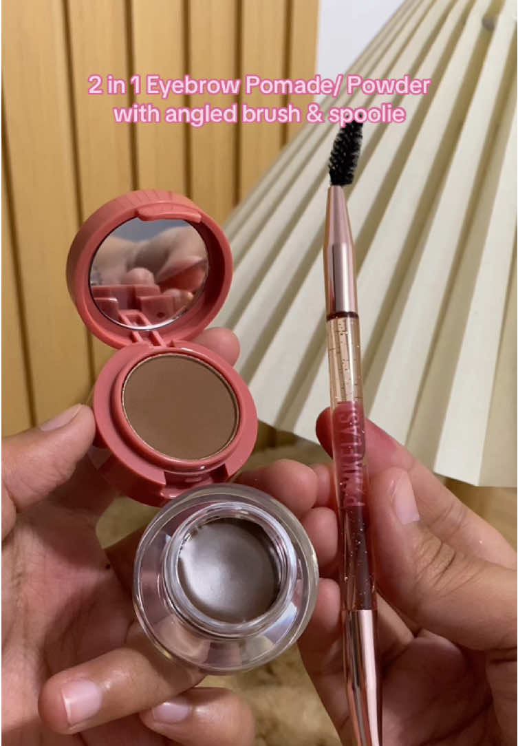 Eyebrow Pomade + Powder with angled brush & spoolie #ugc #ugccreator #makeuptutorial #makeuptips #makeup #pinkflash #makeuptok #eyebrowtutorial #eyebrows 