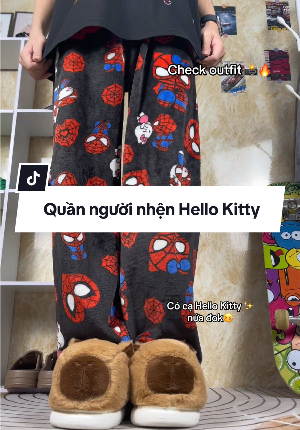 Quần người nhện, Hello Kitty mặc đôi #xuhuong #fyp #xh #quannguoinhen #quanhellokitty #quancute 
