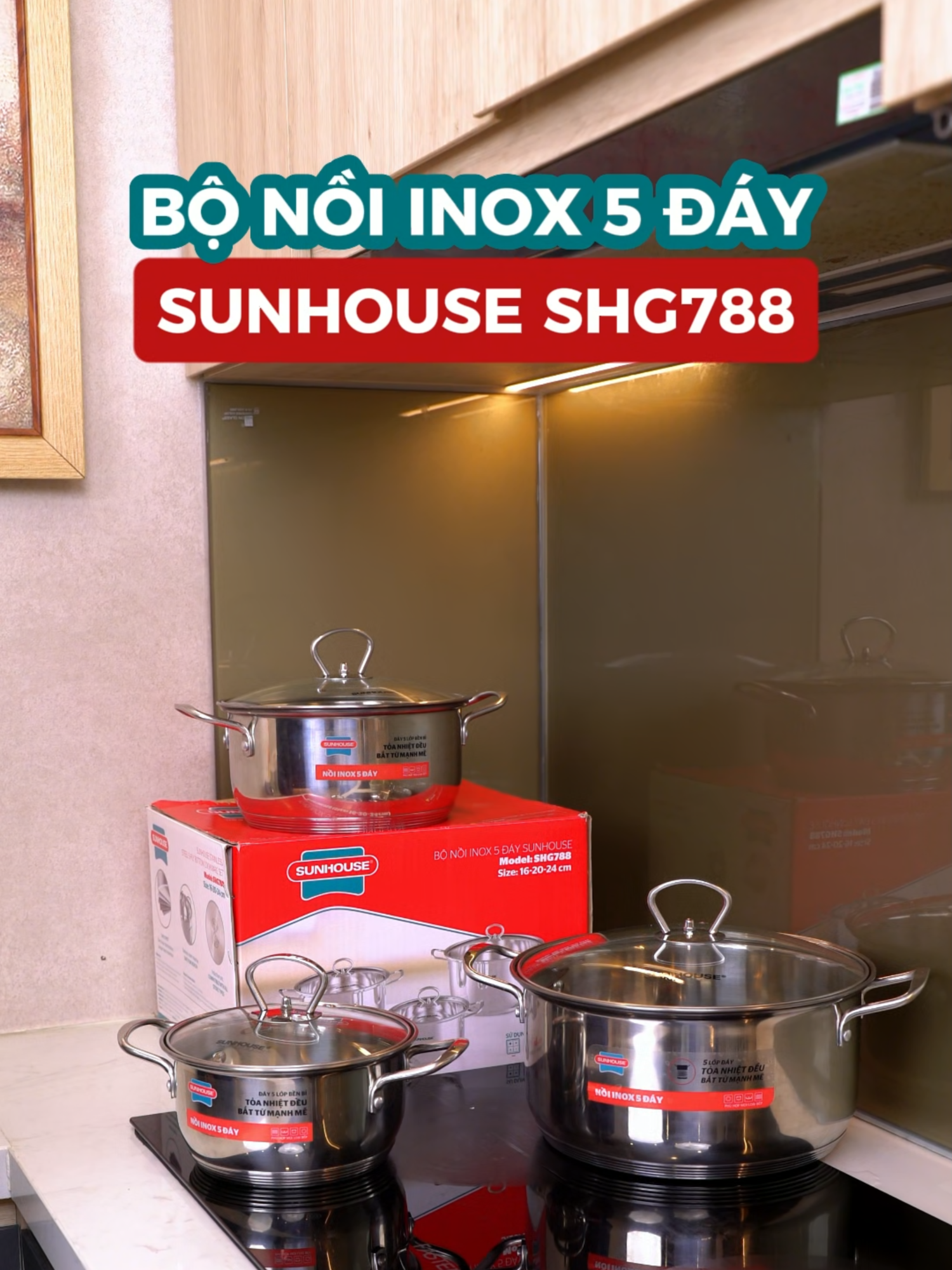 Bộ nồi inox 5 đáy SUNHOUSE SHG788  #giadungquocdan #sunhouse #trending #SHG788 #inox
