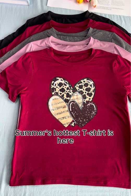 💖Leopard heart print tee - playful and perfect for dates or hrunch!😍#cuteandedgy #womenswear #tiktokshoprestock #tiktokshop #leopardprint 