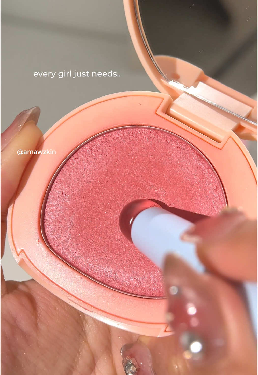 which one’s going into your makeup bag first?✨🍓🍑 #blushon #powderblush #cutemakeup #swatchesmakeup 