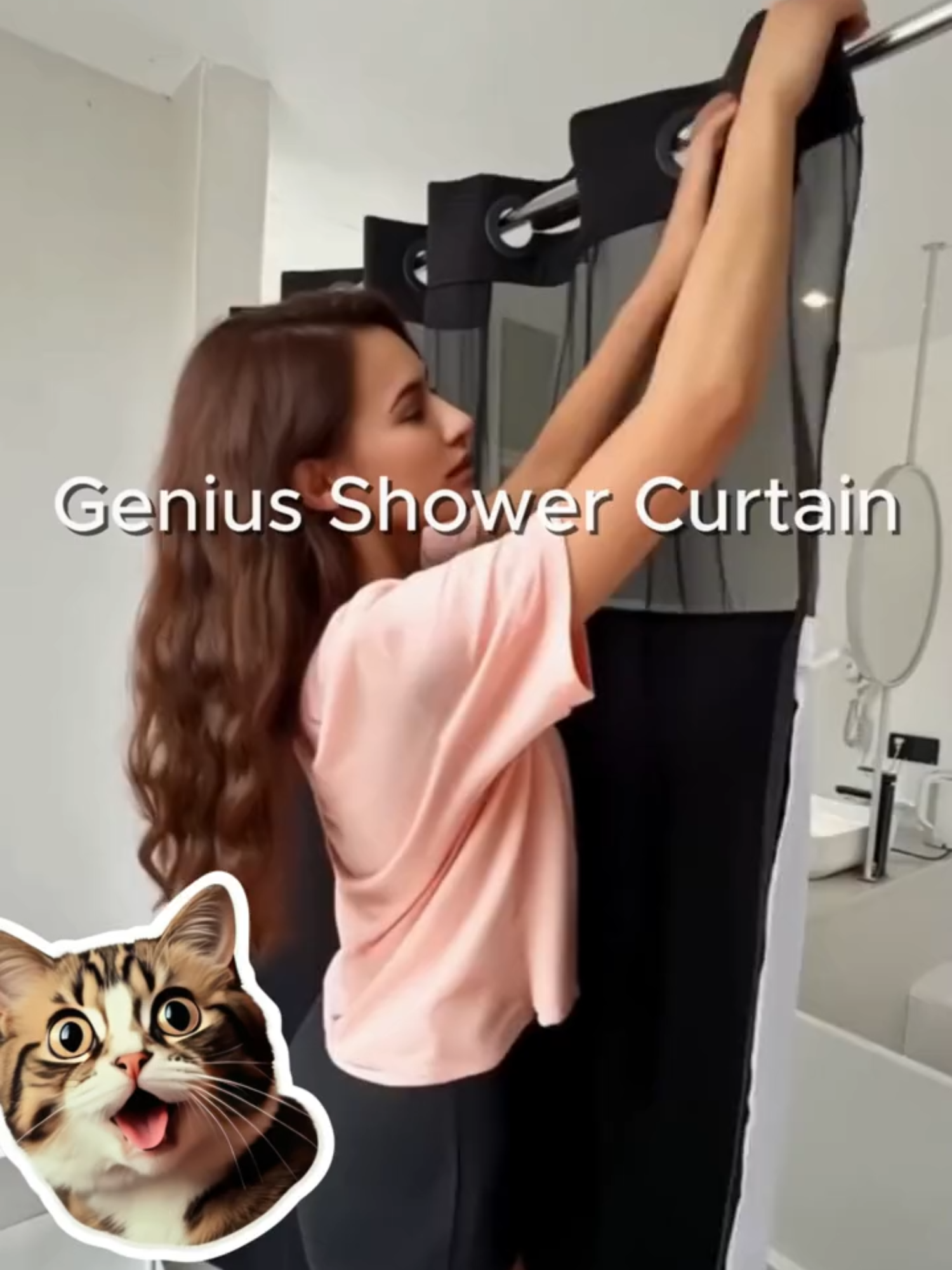 Work smarter, NOT harder！GENIUS NO HOOK Shower Curtain#nohook #showercurtain #punkray #tiktokmademebuyit