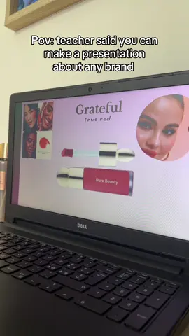 I’ll never stop being extra when doing my presentations. @Rare Beauty @Selena Gomez  #rarebeauty #selenagomez #makeup #Presentation #canva #fyp #viralvideos #foryoupag 