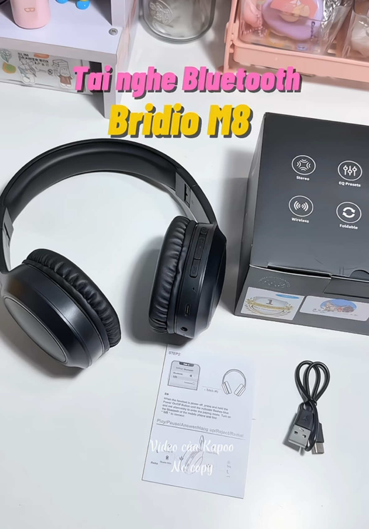 Tại nghe Bluetooth Bridio M8🌿#kaporeview #unboxing #review #tainghe #tainghebluetooth #bridio #xuhuongtiktok #xuhuong 