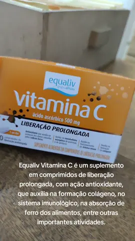 Equaliv Vitamina C é um suplemento em comprimidos de liberação prolongada, com ação antioxidante, que auxilia na formação colágeno, no sistema imunológico, na absorção de ferro dos alimentos, entre outras importantes atividades.✨🤗