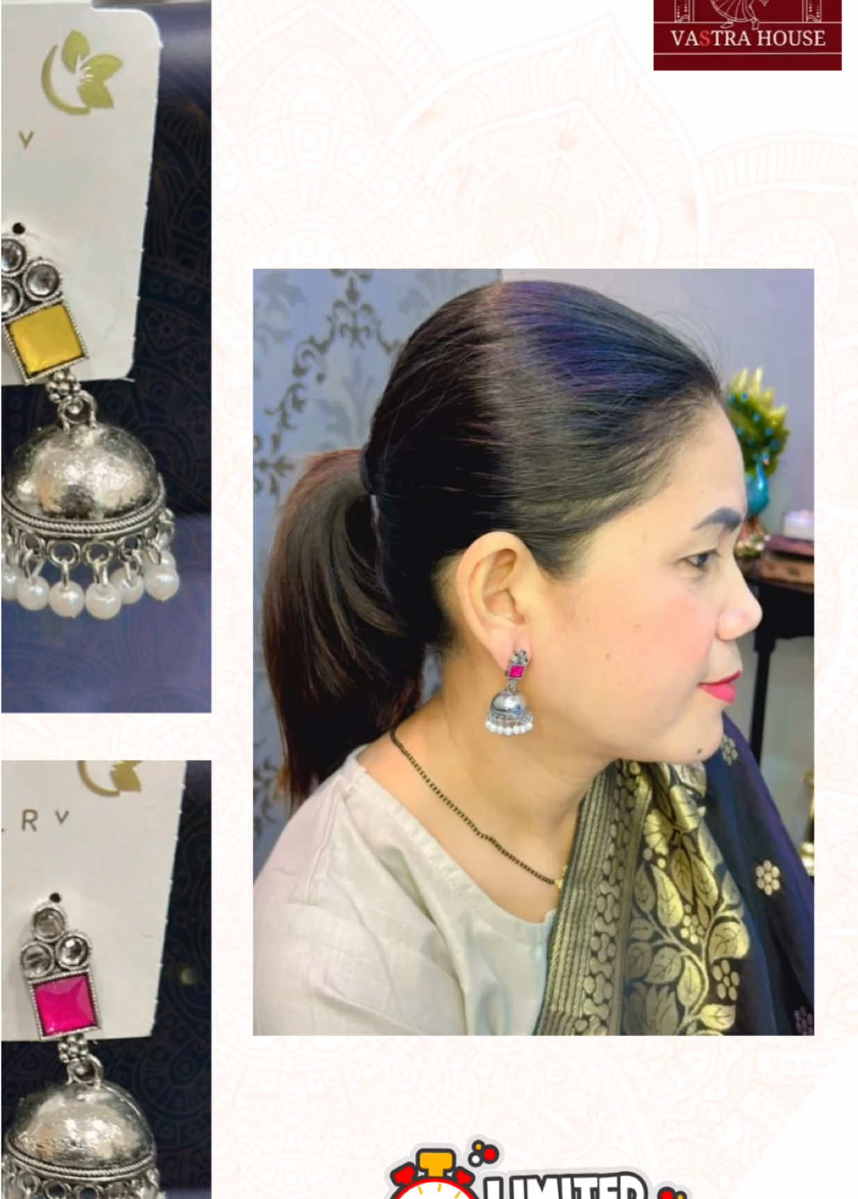 Silver Plated Colourful Jumka #indianjewelry  #vastrahouse  #jumka #indianstyle  #indianjumka #Johor 