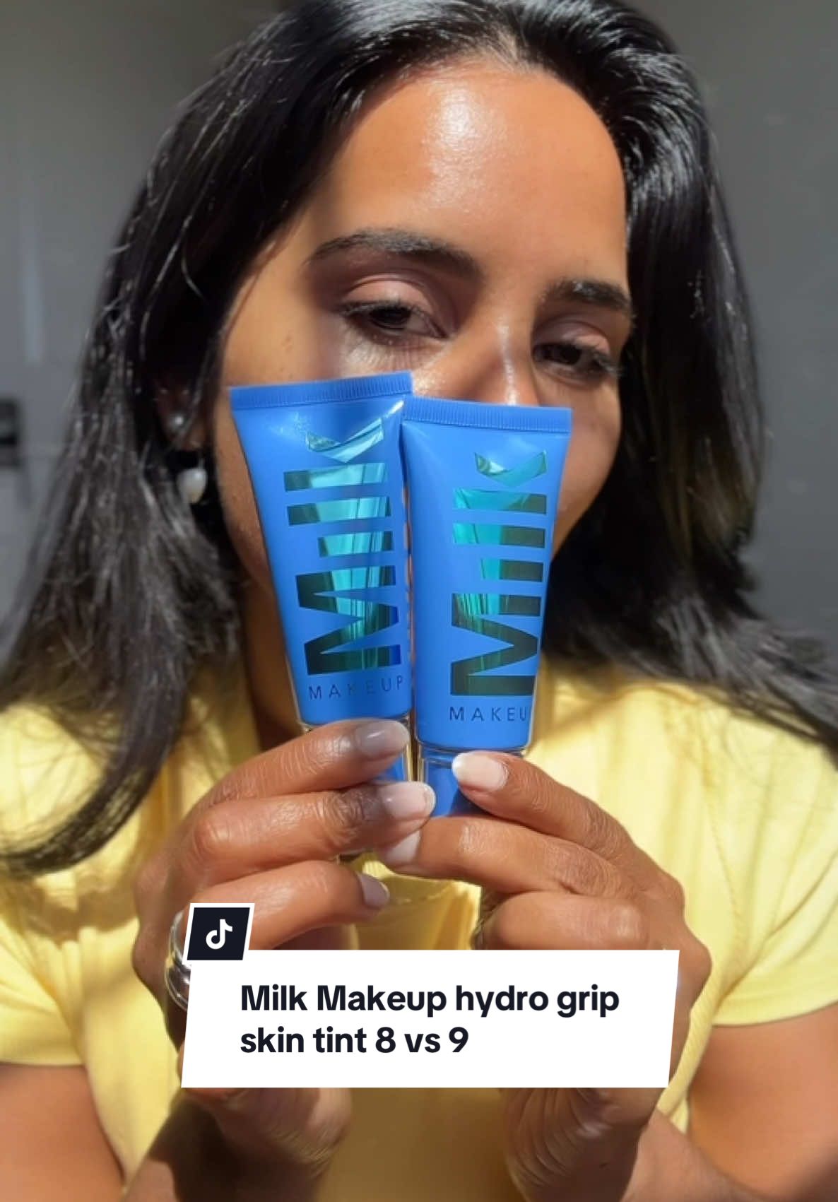 This one’s for my tan girlies — if you’re unsure which shade to grab in the @milkmakeup Hydro Grip Hydrating Gel Skin Tint, I hope this video gives you some clarity! I tried a 8 &9, but shade 9 ended up being the perfect match for me.  #creatorsearchinsights #milkmakeup #hydrogripgeltint #shadematch #shadematch #skintint #browngirlmakeup #basemakeup