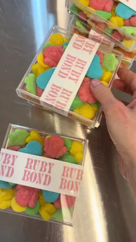 Meet our limited edition Sweet Pastel Candy Box —-a dreamy mix of pastel gummies in the most delicious sweet fruit flavors. All styled in our signature reusable acrylic tray. So cute. So giftable. So Ruby Bond. 💖🍬🍭🩵🎀🐣 #rubybond #candy #candybox #candyboard #spring #pastelaesthetic #candytok #gummycandy #peep #luxury 