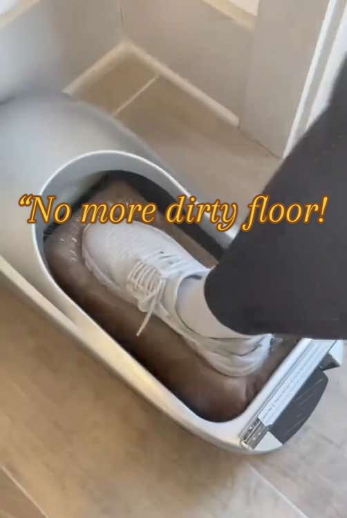 Automatic wrap Shoe Cover Machine with Film Step in- Wrap on! No more bending down to put on shoe covers or worry dirty floors!  This machine automatically wraps a film around your shoes! Perfect for viditors, clean kitchens, beauty salons, or anyone who hates dirty floors.   Super smooth. Super satisfying. And yes—it looks futuristic. Link in bio.   Comment 