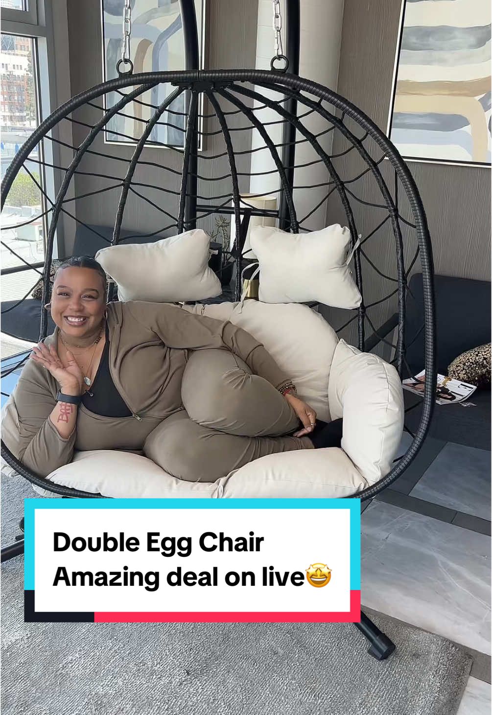 This eggchair is made for your cozy corner😍 Join our live today for awesome deals #patiochair #eggchair #patiofurniture #tiktokshopfall #tiktokshopfallsale #furniture 