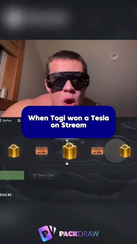 When Togi won a Tesla on Stream #packdraw #packdrawclips #kick #kickstreming #streams #twit #twitter #discord #fyp #share