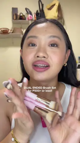 this set is sometimes on sale & you can even get it at ₱300+!! worth it for its price. BUT it is not something “SUPER GANDA” level of energy type of brushes, but it’s soft, no tusok, does the job — you get what you paid for. I could reco 💕  #fyp #fypシ #BeautyPH #BeautyTok #beauty #TikTokBeauty #makeupph #makeup #maange #maangeph #makeupbrush #dualbrushes 