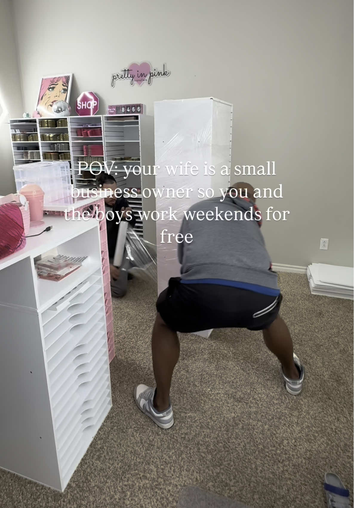Thankful for my volunteers. 🤭 My new office is almost ready! Anyone want an office tour? 🩷 #godisgood #godfirst #grateful #work #workhard #office #husband #entrepreneur #SmallBusiness #smallbusinessowner #beyourownboss #dontsettle #dontquit #dontstop #DIY #tshirt #bossbabe #mamaownedbusiness #workingmom #smallbiz #screenprinting #screenprinted #screenprinttransfers #homeoffice #lol #reels #motivation #motivacion #goals