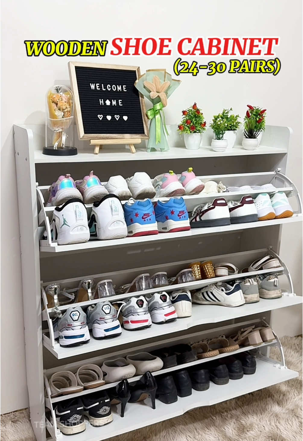 Wooden Shoe Rack Cabinet organizer na kasya 24-30 pairs of shoes #shoecabinet #woodenshoecabinet #shoeorganizer #shoerack 