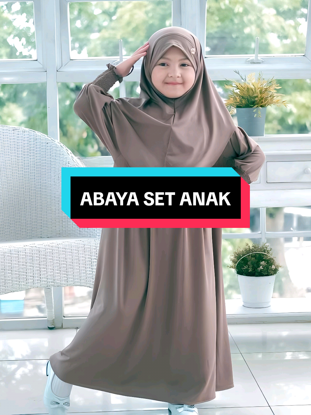 Koyu Hijab Wrinkles Abaya Set anak#fashion #belanjaditiktok #abaya#fyp #xzybca 