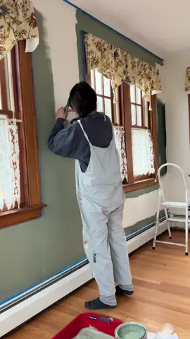 Sunroom loading…. Ceiling needs a completed first coat and a second coat. The sofa bed for the room arrived this week too.  #colonial #vintage #fleamarket #modernvintage #driedthyme #sherwinwilliams #sunroom #interiordesign #1930s 