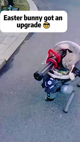 A man from China bought his rabbit a robot dog and turned it into a combat mech. Now the rabbit 