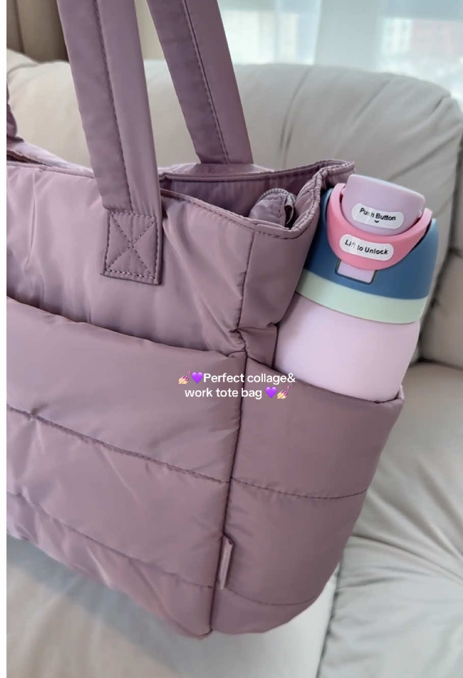 The perfect tote for everything 💅🏻💜✨#bagsmart #shopvideocarnival #eastergift #everydaybag #workbag #hack #cutebag #girly 