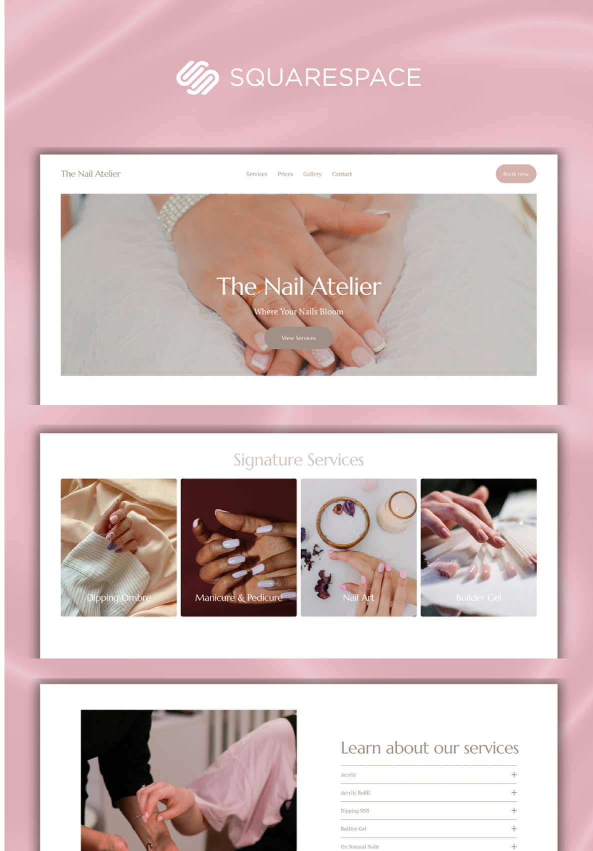 A professional, customisable nail salon website template is coming soon. Perfect for nail techs, estheticians, beauty salons, and spa owners who need a mobile-friendly, booking-ready site. Build your brand, attract more clients, and grow your beauty business online. #nailsalon #salonwebsite #nailtech #beautybranding #squarespacewebdesign #customwebsite 