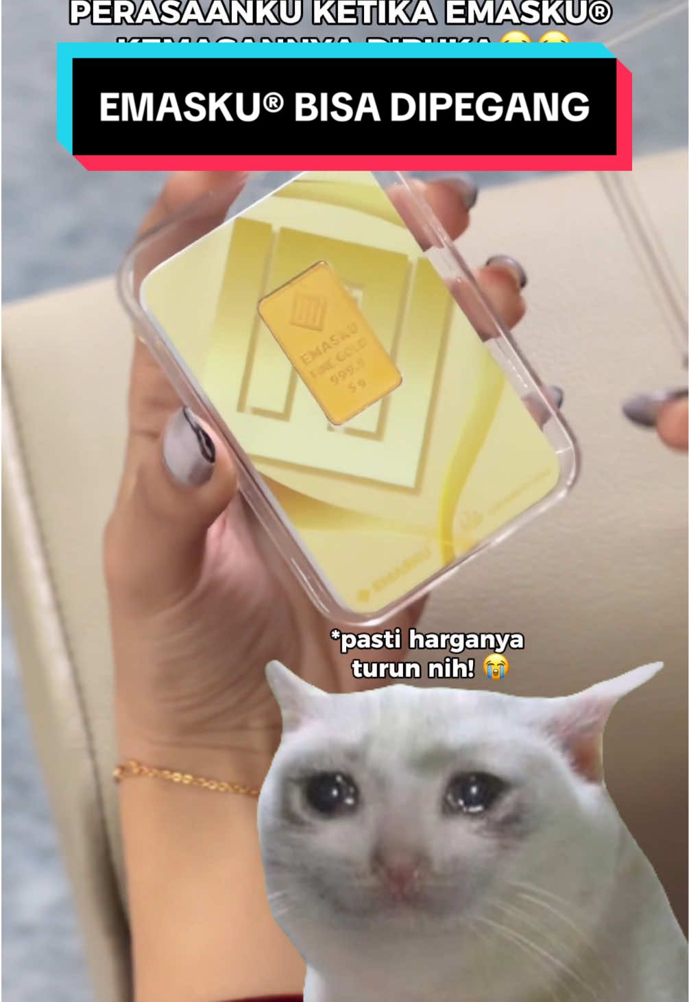 Jangan ragu atau khawatir lagi untuk pegang EMASKU® ya Sahabat Abadi! tetap aman kemasan di buka dan emasnya di pegang asal BullionProtect®nya terjaga. Yuk checkout di tiktokshop sekarang 🤩✨ #hartadinataabadi #emasku #emas #emasbatangan #beliemas #hargaemas #jualemas #tabungan #tabunganemas 