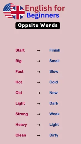 Opposite Words. #learnenglish #english #improveyourenglish #speakenglish #practiceenglish #dailyenglish #oppositewords #vocabulary 