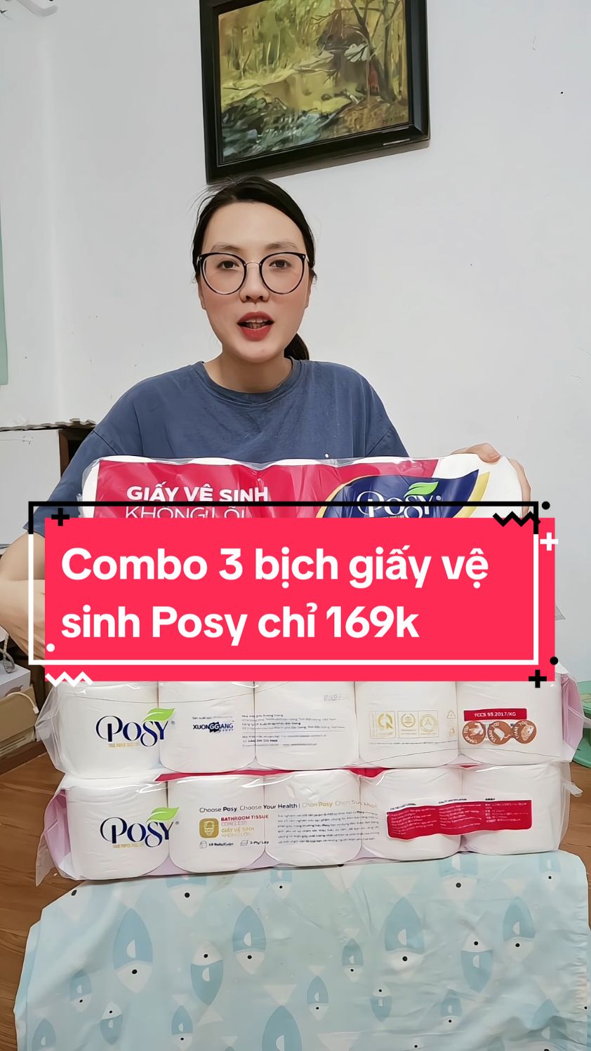 chỉ 55k/bịch (10 cuộn) giấy 3 lớp #giadung ##nhanhocuatho #giayvesinh #giayposy #posy #khangiay 