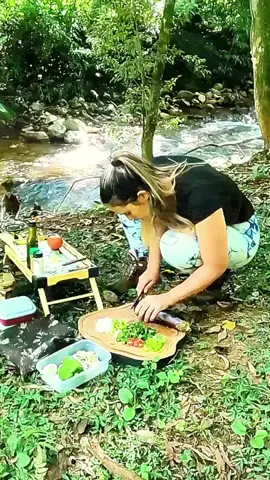Beautiful Girl camping survival
