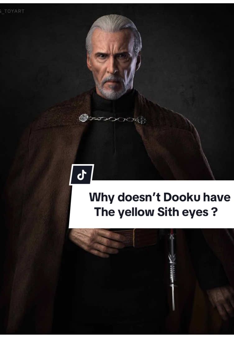Do you know why Count Dooku doesn’t have Sith yellow eyes? Yet he is a Sith. Find out why he doesn’t have them! #starwars #starwarslore #starwarstiktok #countdooku #yelloweyes #sithlord #darkside 