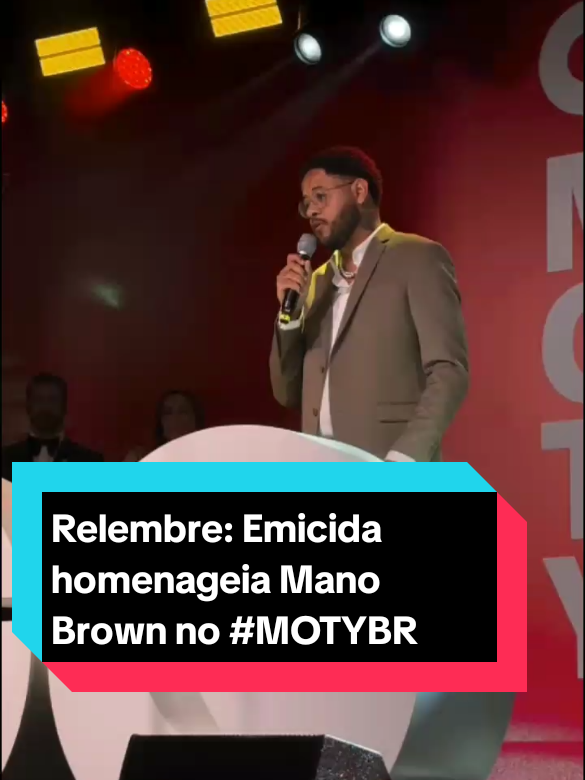 Na semana do aniversário de Mano Brown, resgatamos o emocionante discurso de Emicida, que premiou Mano como Ícone do Ano no #MOTYBR2023