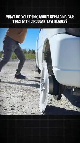 What do you think about replacing car tires with circular saw blades ? #DIY #cars #test #diyproject 