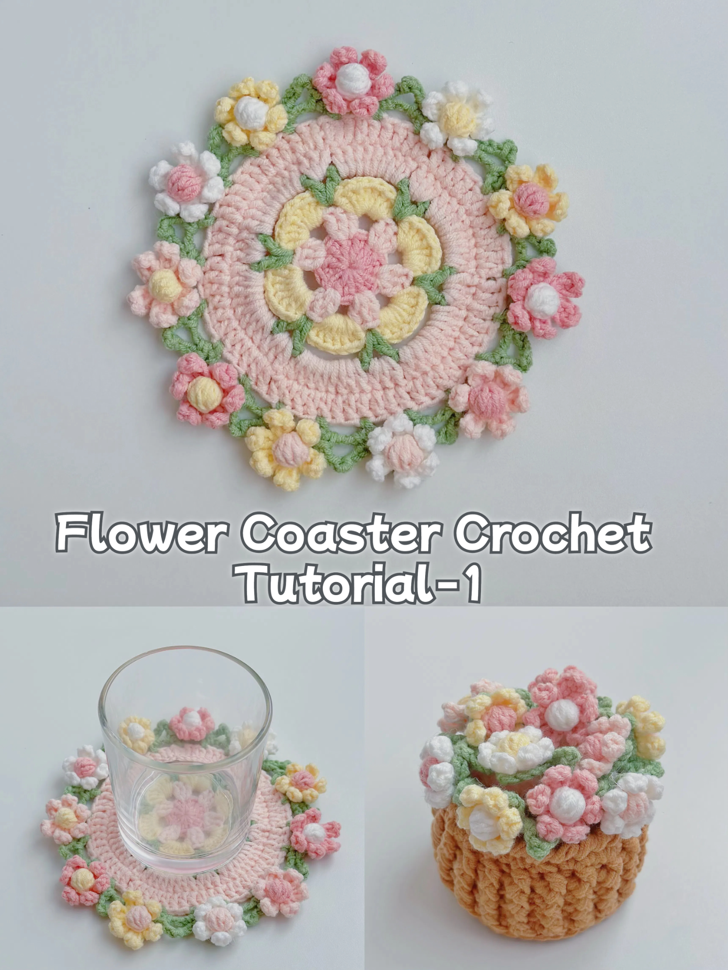 Flower Coaster Crochet Tutorial-1 #crochet #handmade